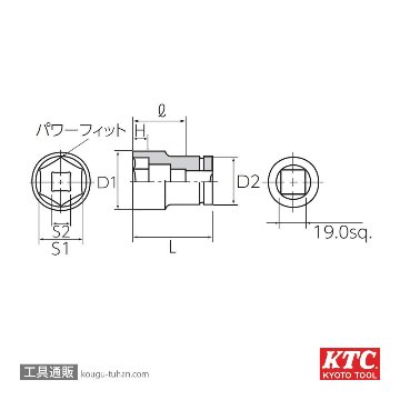 KTC ABP6-4121TP 19.0SQインパクト ホイールナットコンビソケットの画像