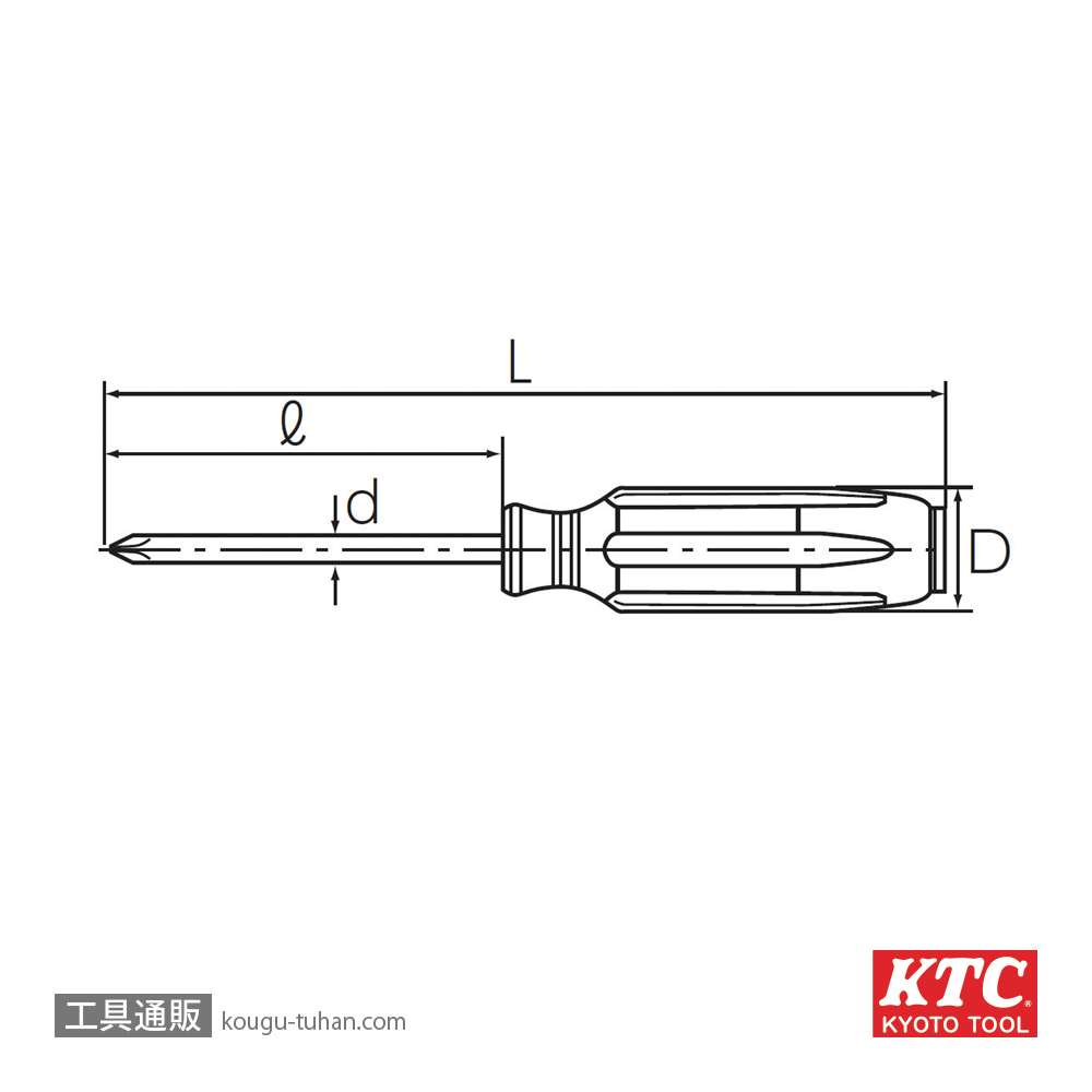 KTC PDD1-2 樹脂柄ドライバ クロス 貫通の画像