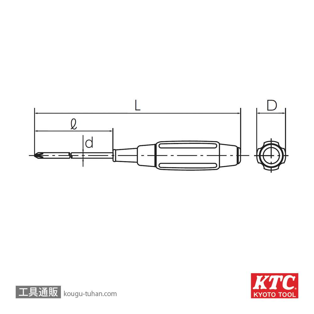 KTC D12P2-2 木柄ドライバ クロス貫通タイプの画像