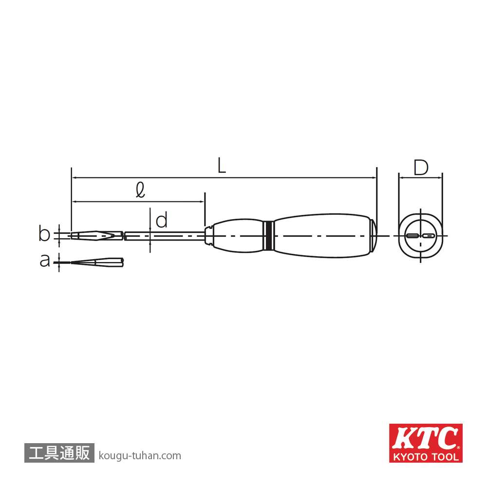 KTC D7SM-415 ソフト細軸ドライバ マイナスの画像