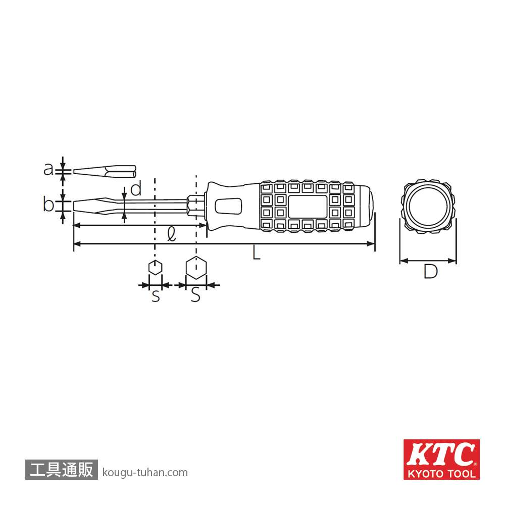 KTC D1M2-5 樹脂柄ドライバ(マイナス)の画像