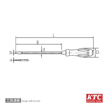 KTC MDDZ-400 樹脂柄ドライバ ロング丸軸 マイナスの画像