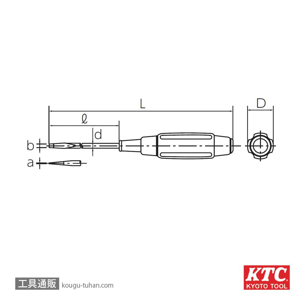 KTC D12M2-8 木柄ドライバ マイナス貫通タイプの画像