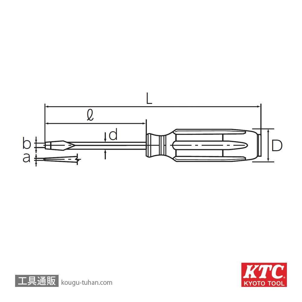KTC MDD1-150 樹脂柄ドライバ マイナス 貫通の画像
