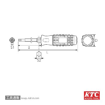 KTC D1H-5/64 樹脂柄ヘキサゴンドライバーの画像