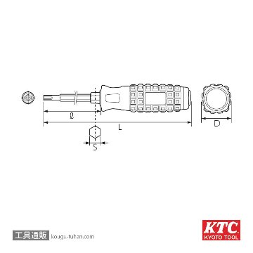 KTC D1T-T6 樹脂柄Ｔ型トルクスドライバーの画像