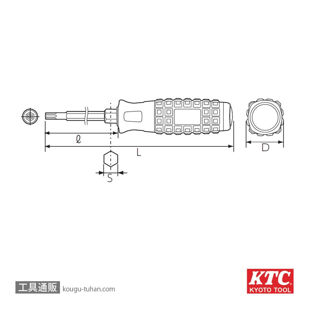 KTC D1T-T8H 樹脂柄Ｔ型いじり止めトルクスドライバーの画像