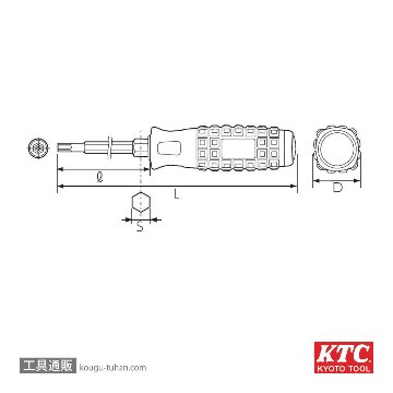 KTC D1T-T20H 樹脂柄Ｔ型いじり止トルクスドライバーの画像