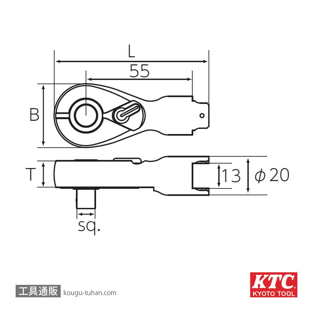 KTC GX13-C3 9.5SQ 交換式用 コンパクトラチェットヘッドの画像