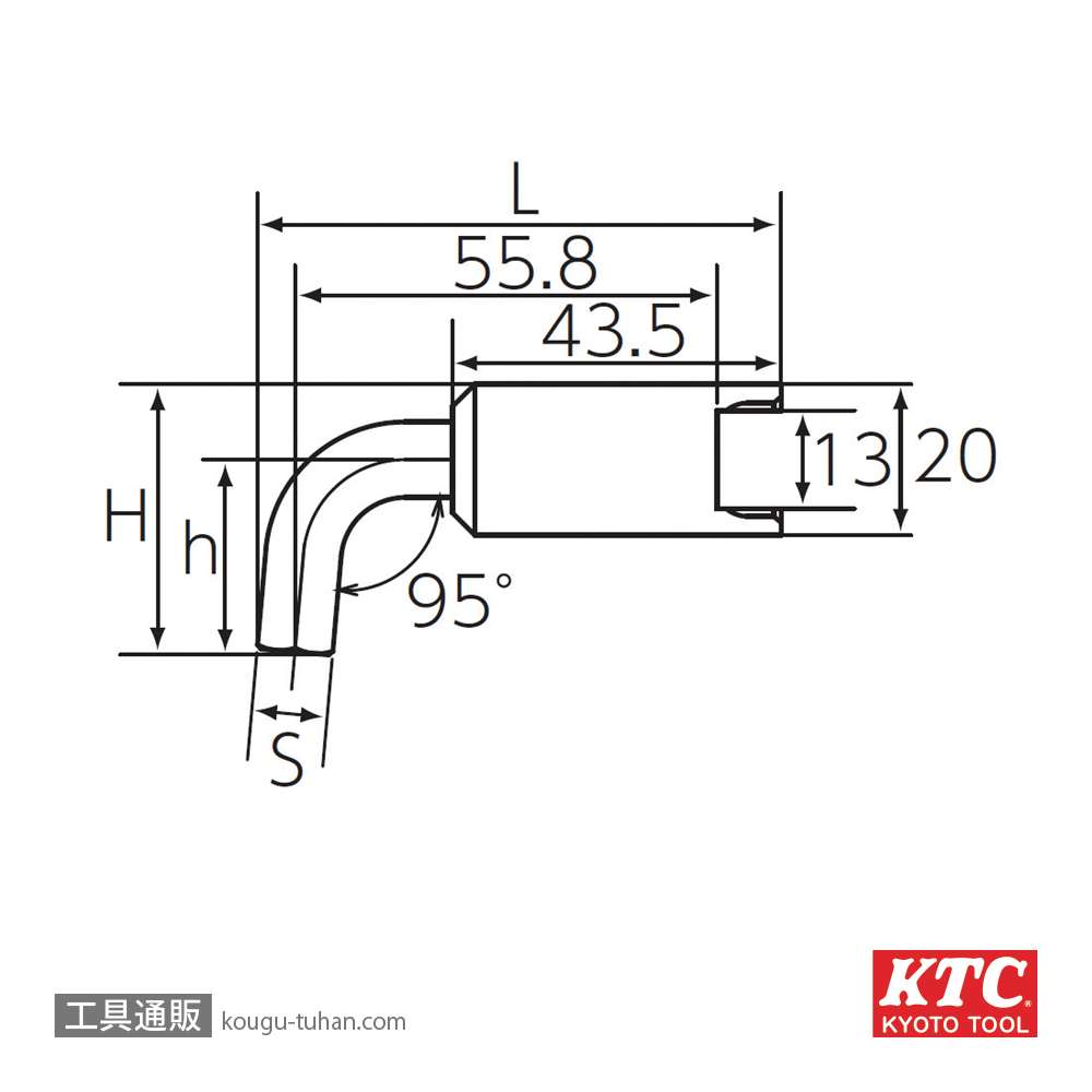 KTC GX13-H04S 交換式用六角棒ヘッド ショートタイプの画像