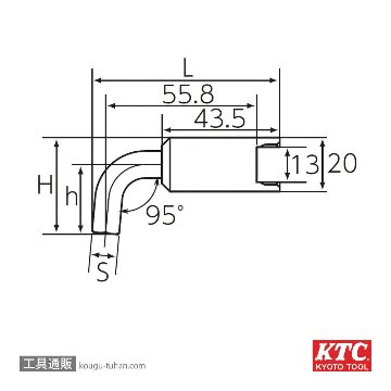 KTC GX13-H04S 交換式用六角棒ヘッド ショートタイプの画像