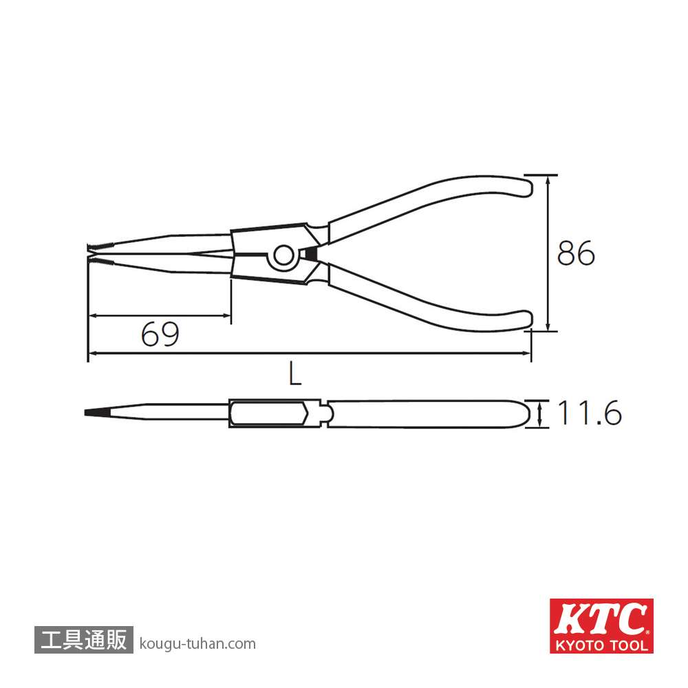 KTC SOP-171LL 直型ロングスナップリングプライヤ軸用の画像