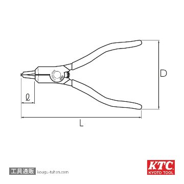 KTC AS403B スナップリングプライヤ (先端特殊)の画像