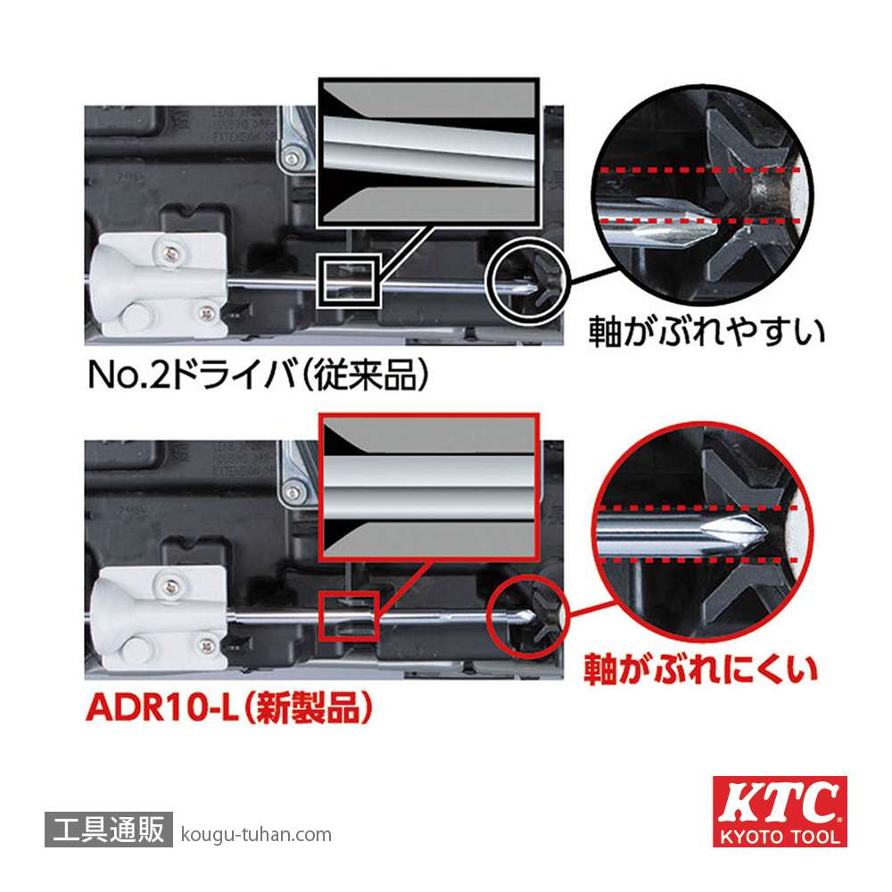 KTC ADR10-L ヘッドライト光軸調整レンチ超ロング(ラチェット)の画像