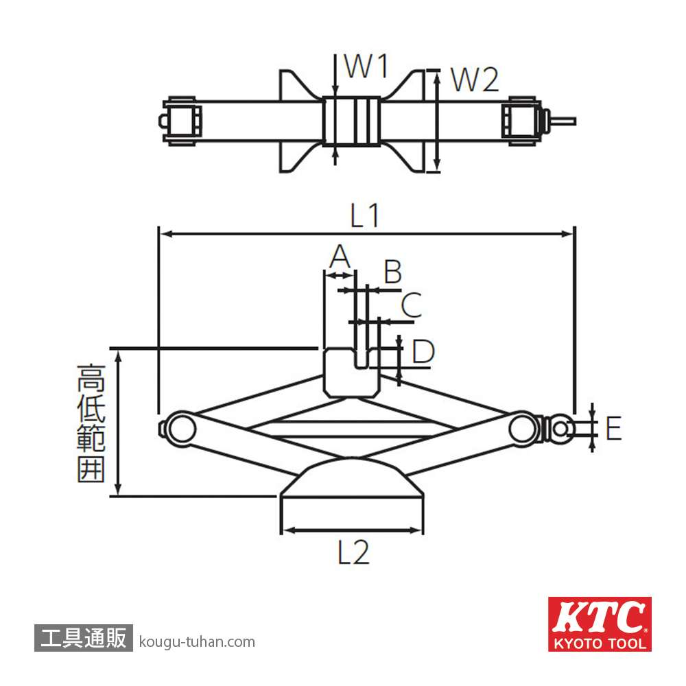 KTC PJ-1 パンタグラフジャッキ (ハンドル付)の画像