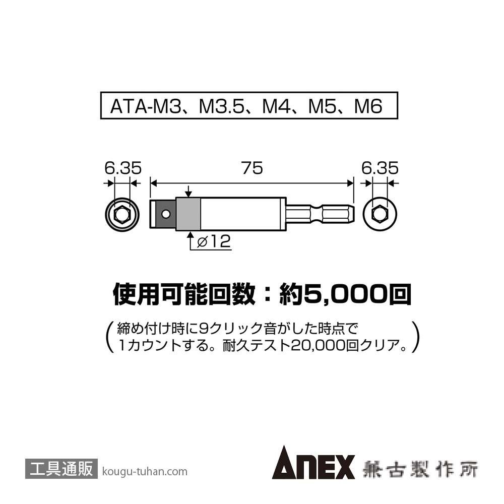 ANEX ATA-S1 電気工事用トルクアダプターセットの画像