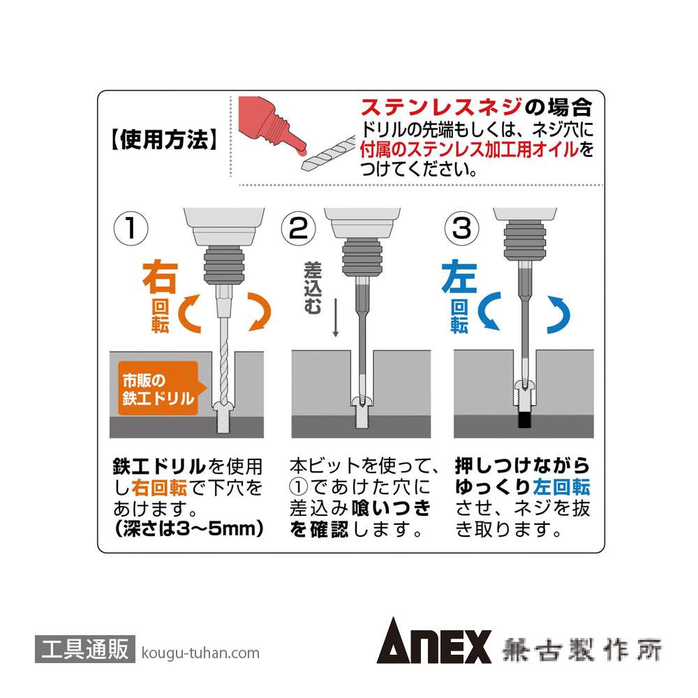 ANEX ANHD-290 なめたネジ外しビット段付タイプ+2用の画像