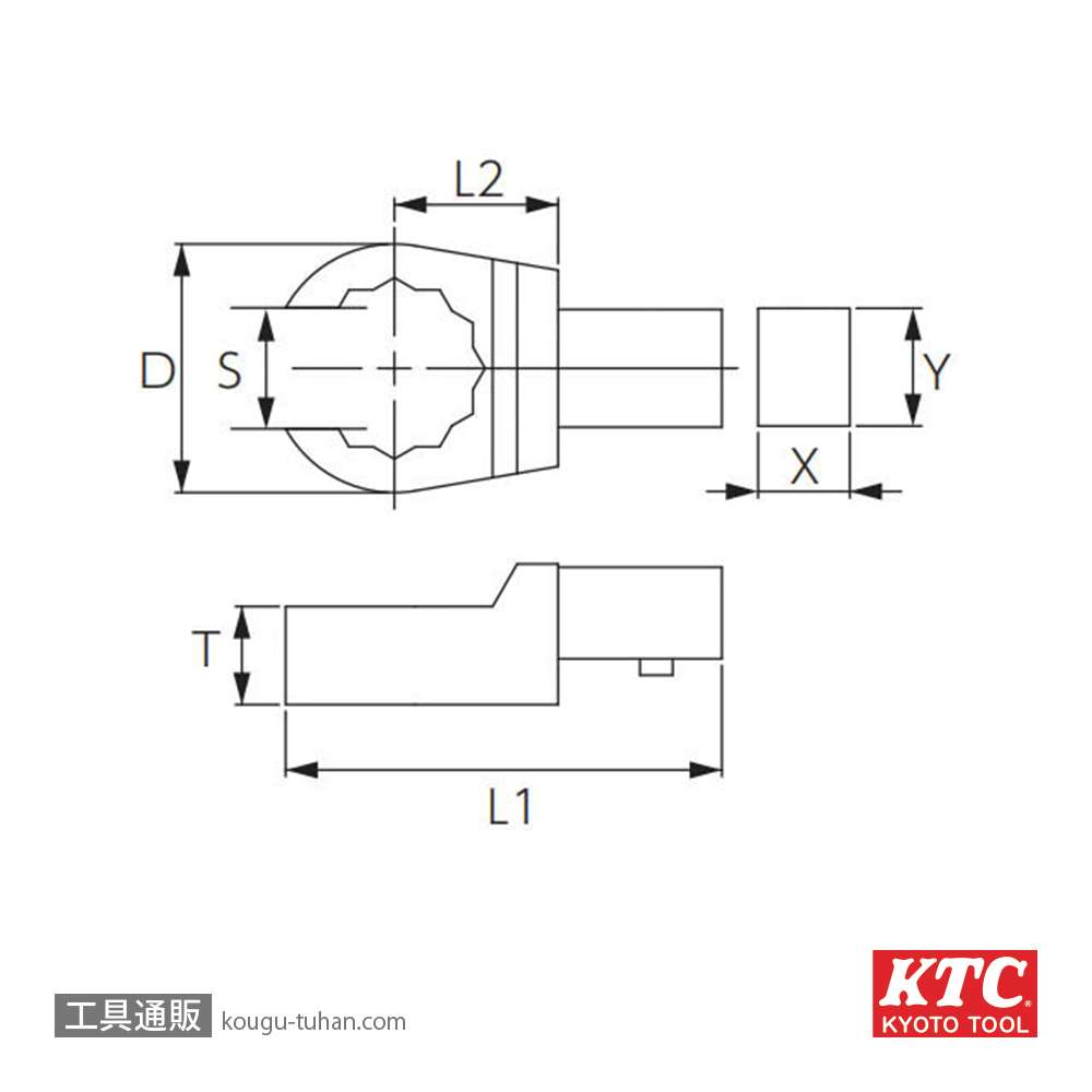 KTC GX0912-NS10 9X12クローフット交換ヘッド 10mmの画像
