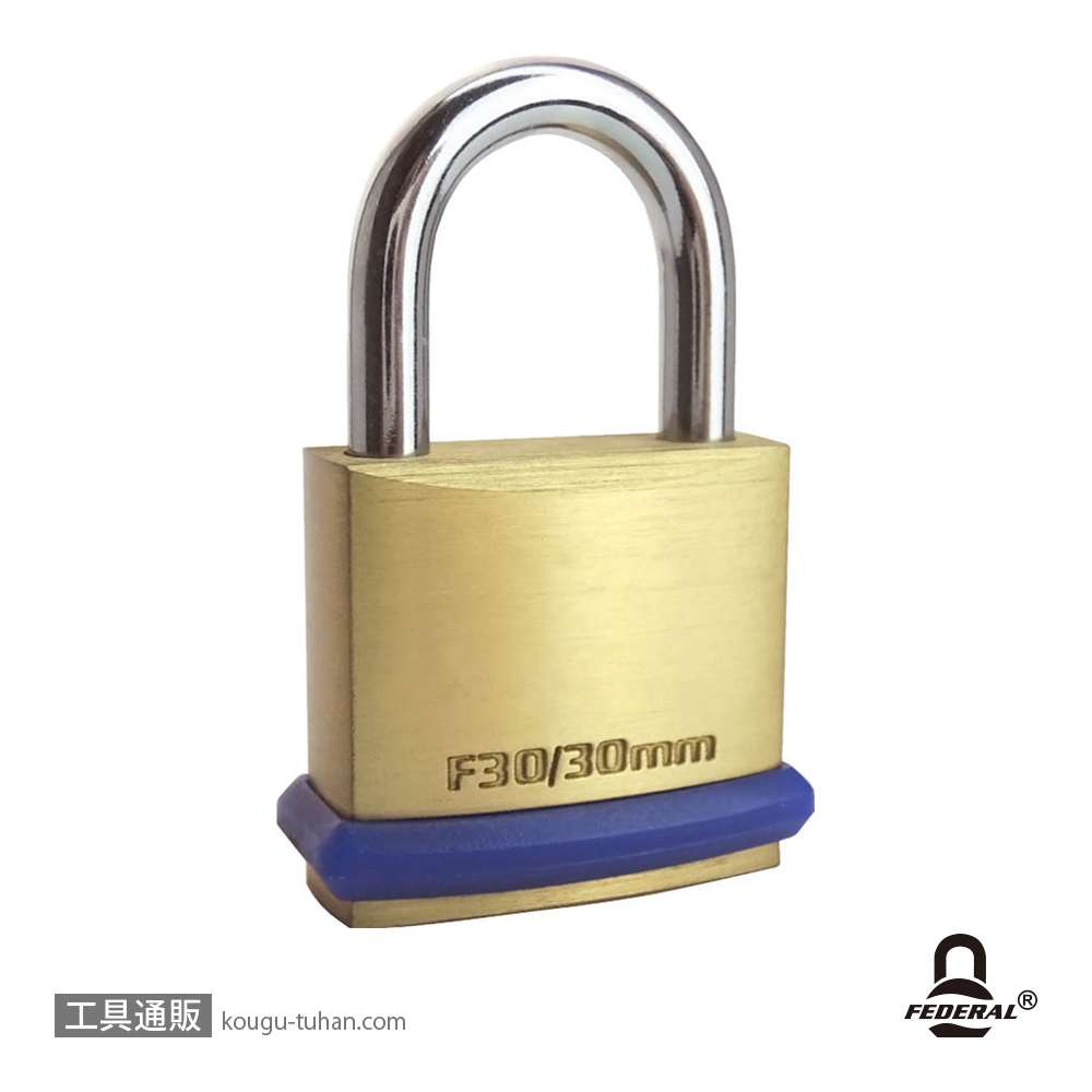 FEDERAL LOCK F30-P 南京錠 PEリング付 30mmの画像