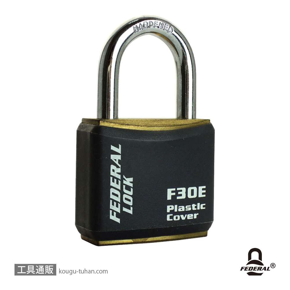 FEDERAL LOCK F30E-BK-P 南京錠ボディーカバー付 30mm ブラックの画像