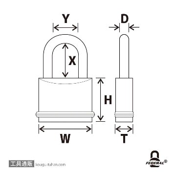 FEDERAL LOCK F40-P 南京錠 PEリング付40mmの画像