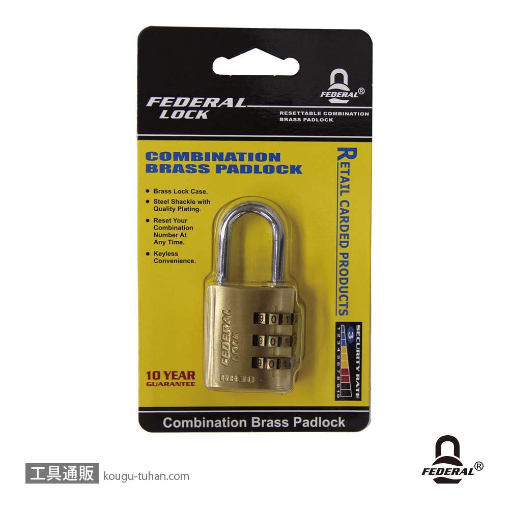 FEDERAL LOCK RB30-P ダイヤル式南京錠 30mmの画像