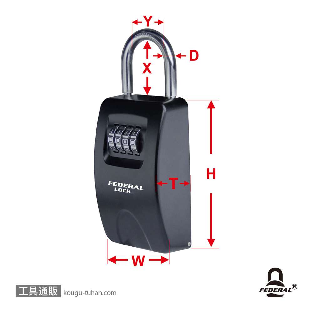 FEDERAL LOCK SKS-004-P ダイヤル式キーボックスL 吊下げタイプの画像