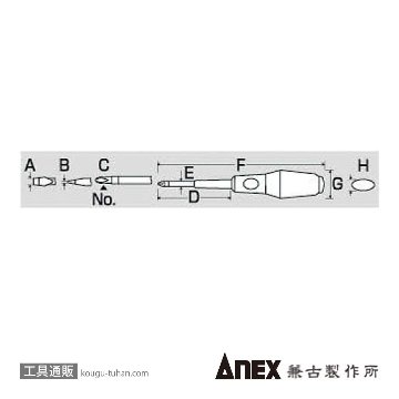 ANEX NO.3980 ビスブレーカードライバー ワニドラ (-)6X100の画像