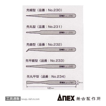 ANEX NO.230-5S プラスチックピンセット 5本組の画像