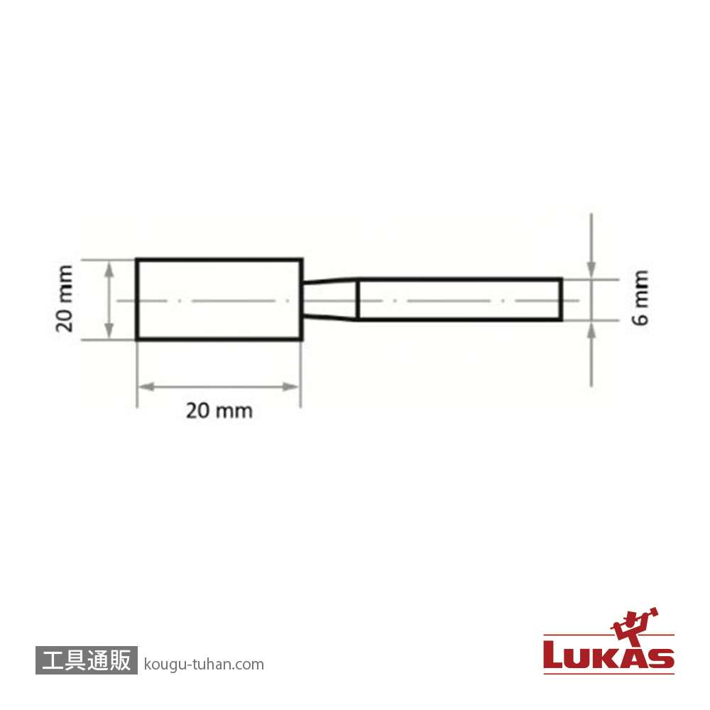 LUKAS A200002020608 #60・20x20/6 軸付砥石 WAの画像