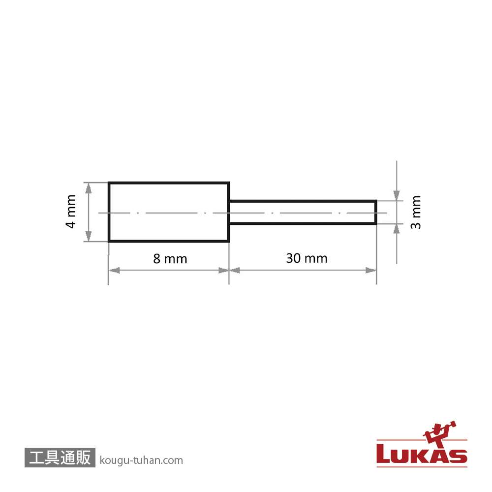 LUKAS A2610004083080 # 80・4x 8/3 軸付ゴム砥石の画像