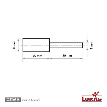 LUKAS A2610008103120 #120・8x10/3 軸付ゴム砥石の画像