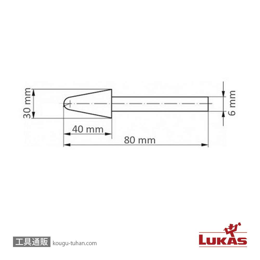 LUKAS A3705030406 30x40/6 軸付フェルトバフの画像