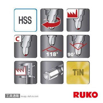 RUKO 101052TH ステップドリル TIN 4-30MMの画像