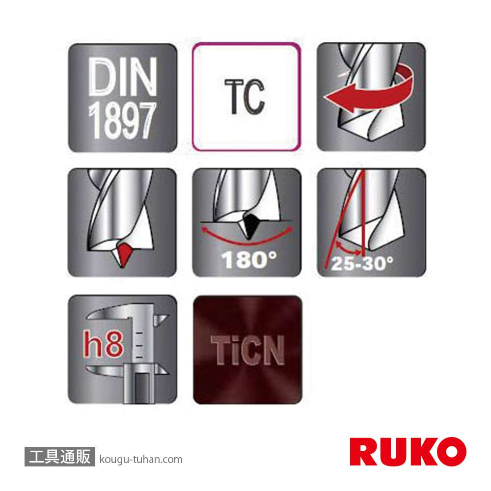 RUKO 101108HM 超硬スポットドリル 8.0X80の画像