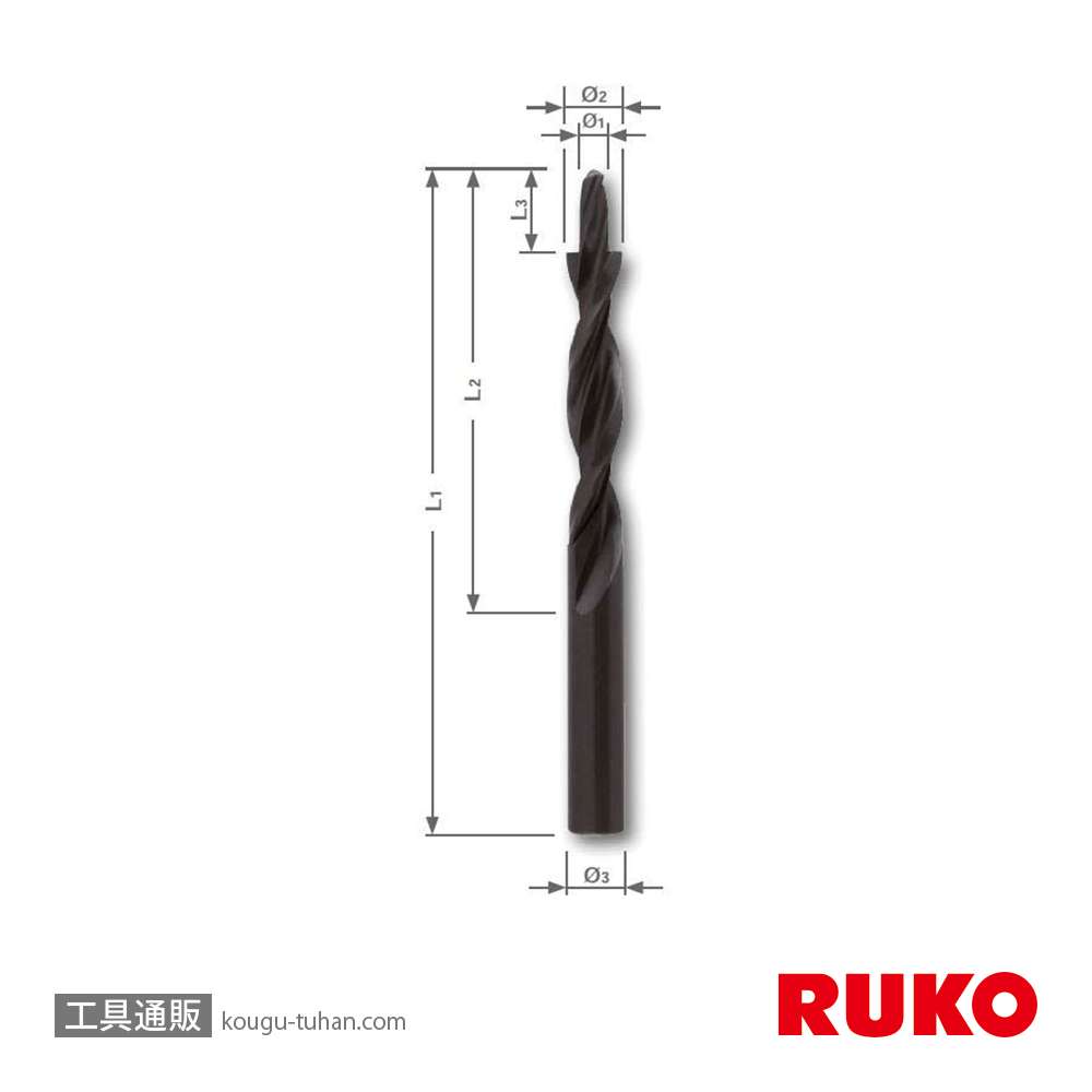 RUKO 102602 段付ロングドリル 90°M4の画像