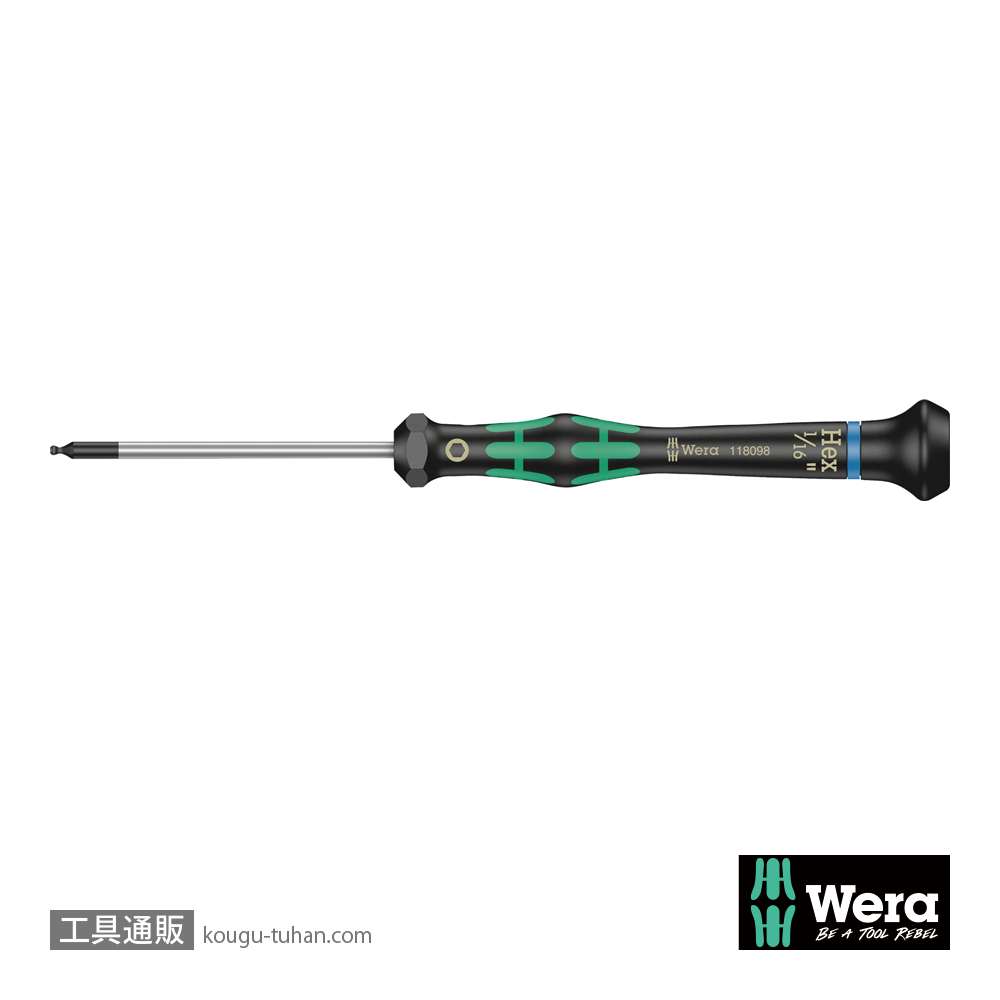 Wera 2052 精密ボールエンド六角ドライバー 1/16インチ 軸長60mmの画像
