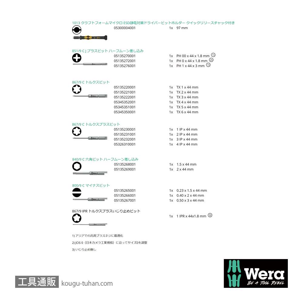 Wera Kompakt 20 ESD差し替え式精密ドライバーセットの画像