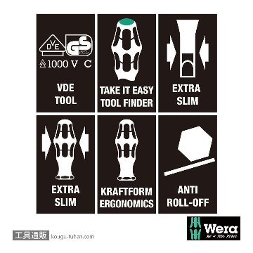 Wera 160 iSS/7 絶縁スリムハンドルドライバーセット7本組(+,PZ/S,-)の画像