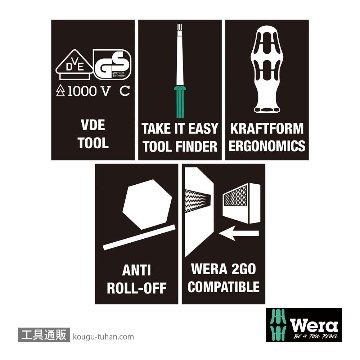 Wera Kompakt VDE 18 絶縁ドライバーセット16本組(キャビネットキー,四角)の画像