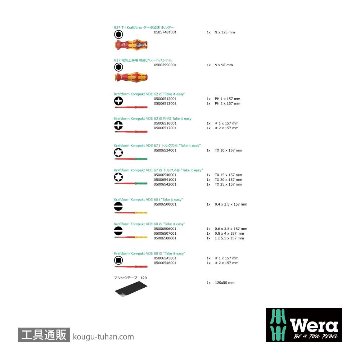 Wera Kompakt Turbo i1 絶縁加速ハンドル付きドライバーセット14本組(四角)の画像