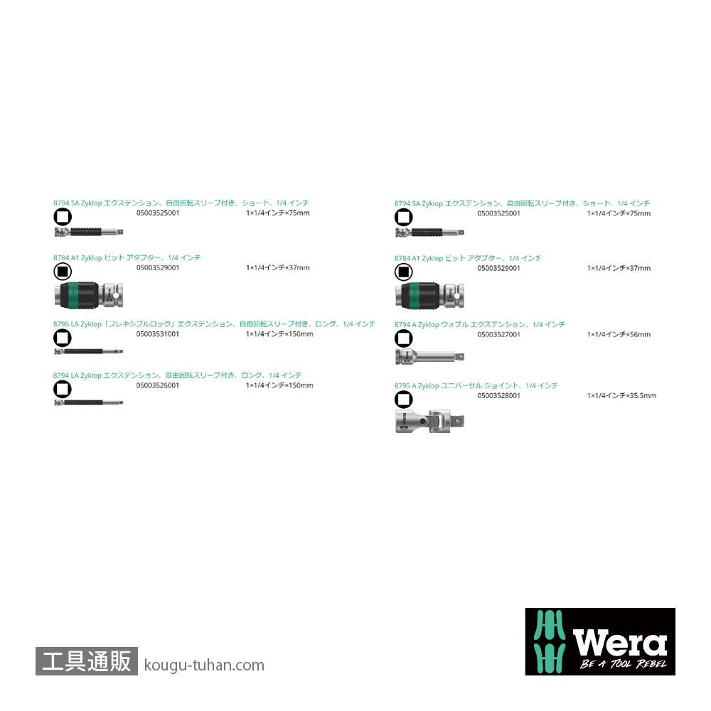 Wera サイクロップ MS1 スピード/メタルラチェット1/4SQセット(インチ)の画像