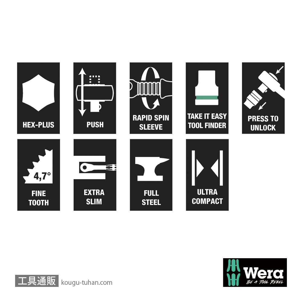 Wera 8100 SA 7 ボタン式サイクロップメタルラチェット1/4SQセットの画像