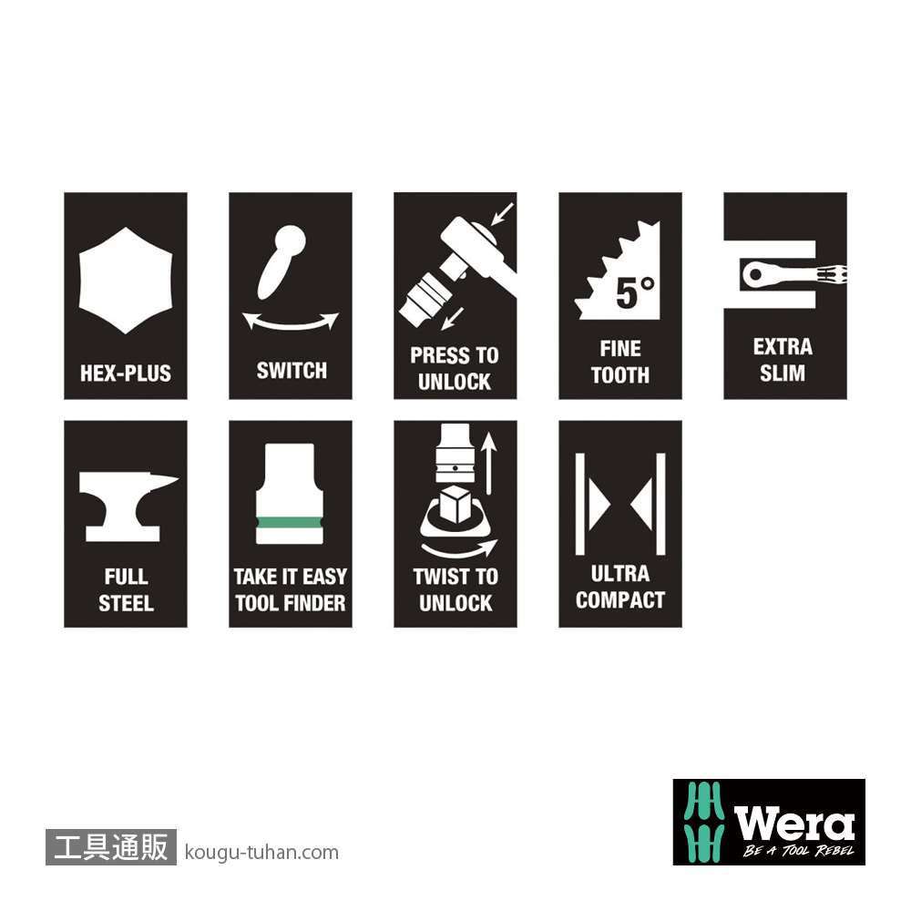 Wera 8100 SA 11 レバー式サイクロップメタルラチェット1/4SQセット(インチ)の画像