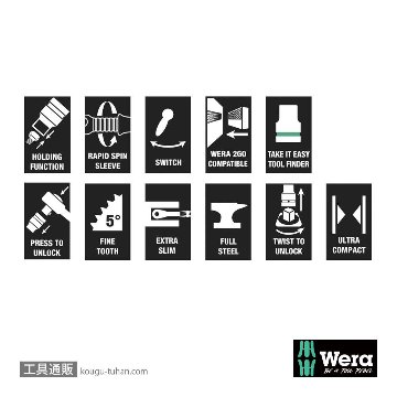 Wera 8100 SA 12 レバー式サイクロップメタルラチェット1/4SQセット(ホールド仕様)の画像
