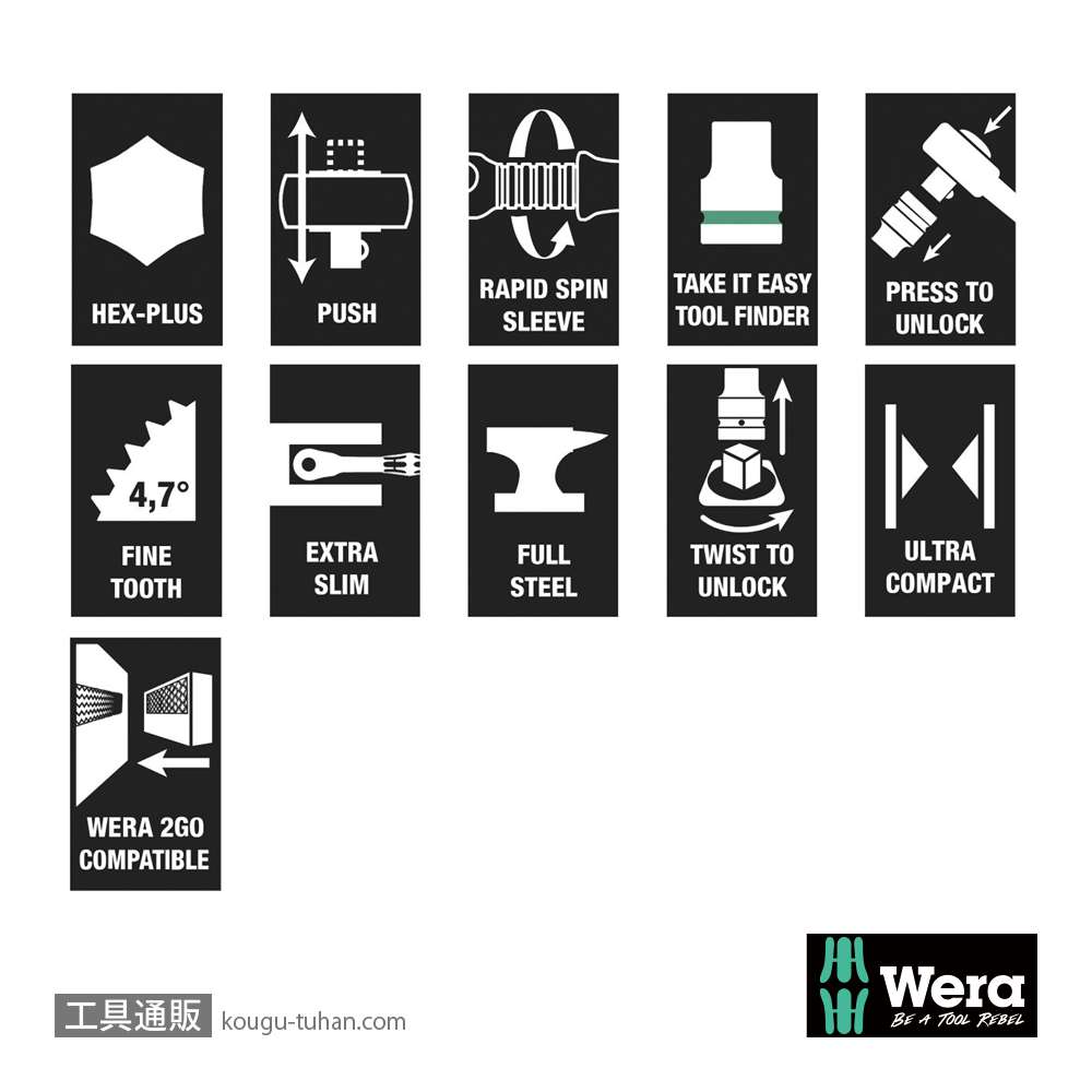 Wera 8100 SB 7 ボタン式サイクロップメタルラチェット3/8SQセットの画像