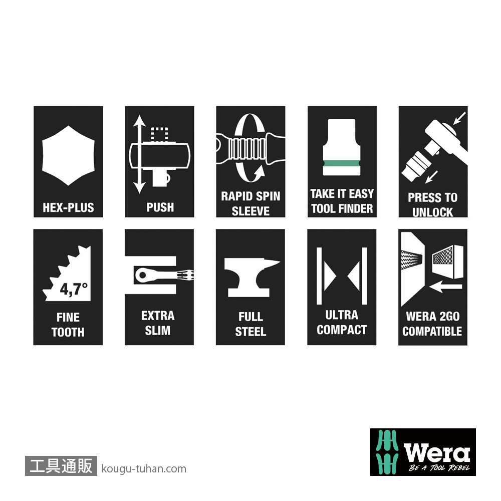 Wera 8100 SB 10 ボタン式サイクロップメタルラチェット3/8SQセットの画像