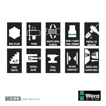 Wera 8100 SB 10 ボタン式サイクロップメタルラチェット3/8SQセットの画像