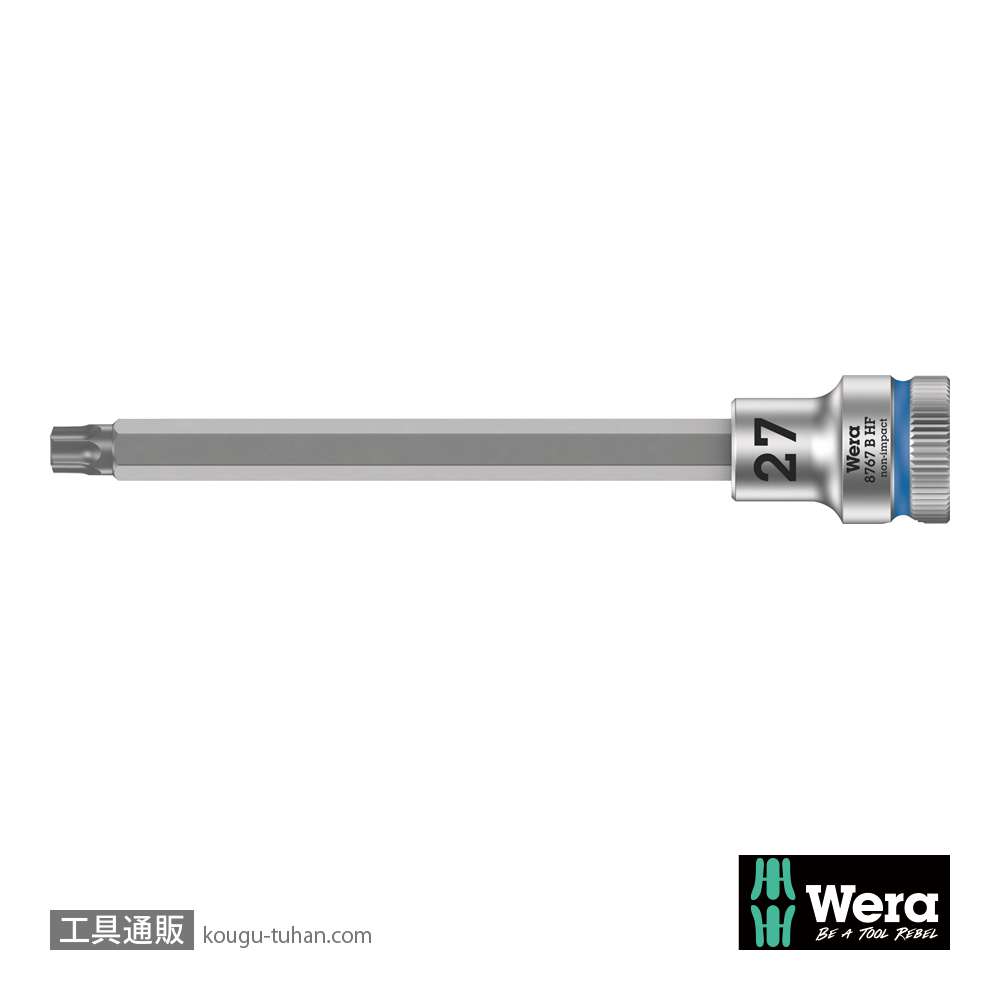 Wera 8767 B HF 3/8SQトルクスビットソケット(ホールド仕様) TX27 軸長107.0mmの画像