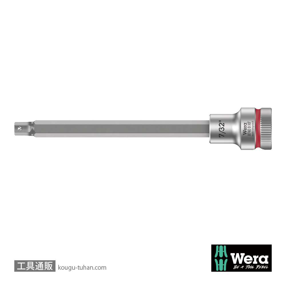 Wera 8740 B HF 3/8SQ六角ビットソケット(ホールド仕様) 7/32インチ 全長107.0mmの画像